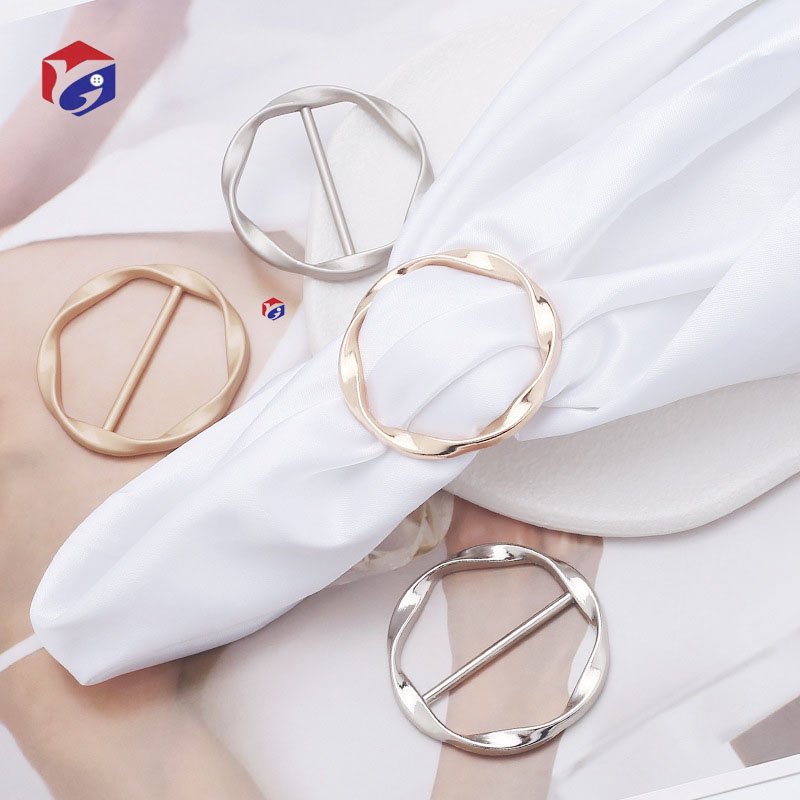 Metal Scarf Ring for Women Fashion Metal Ring Scarves Clasp Waist Buckle for Shirts Zinc Alloy Clothing Ring Wrap Holder