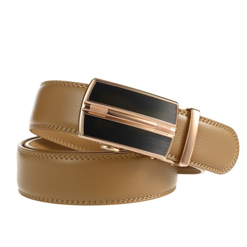 LQbelt Mens Genuine Leather Belt Automatic Buckle Belts For Men Split Leather Belt Ratchet Custom Logo OEM Factory