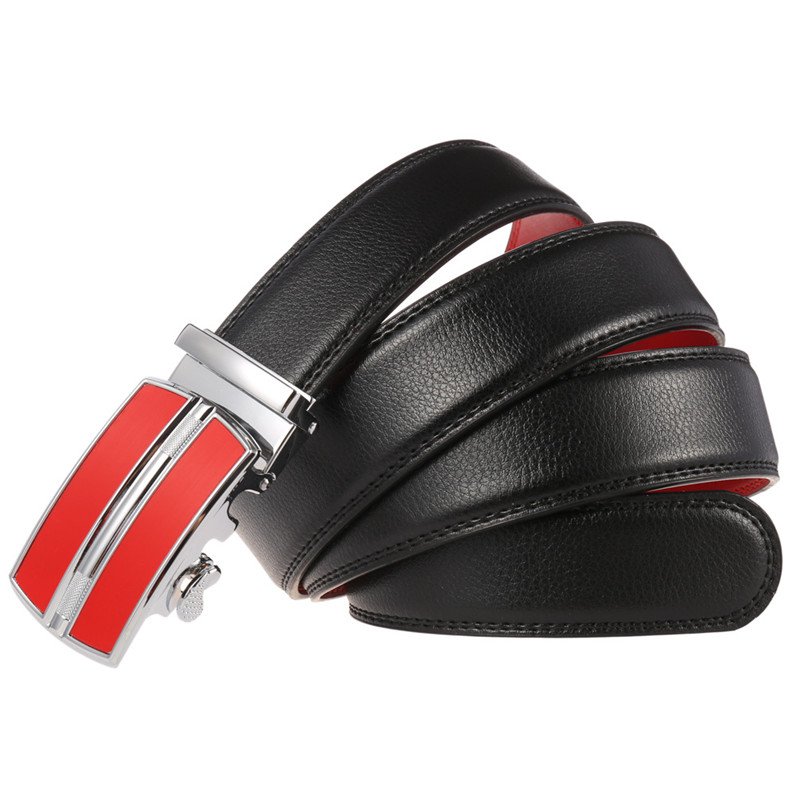 LQbelt Mens Genuine Leather Belt Automatic Buckle Belts For Men Split Leather Belt Ratchet Custom Logo OEM Factory