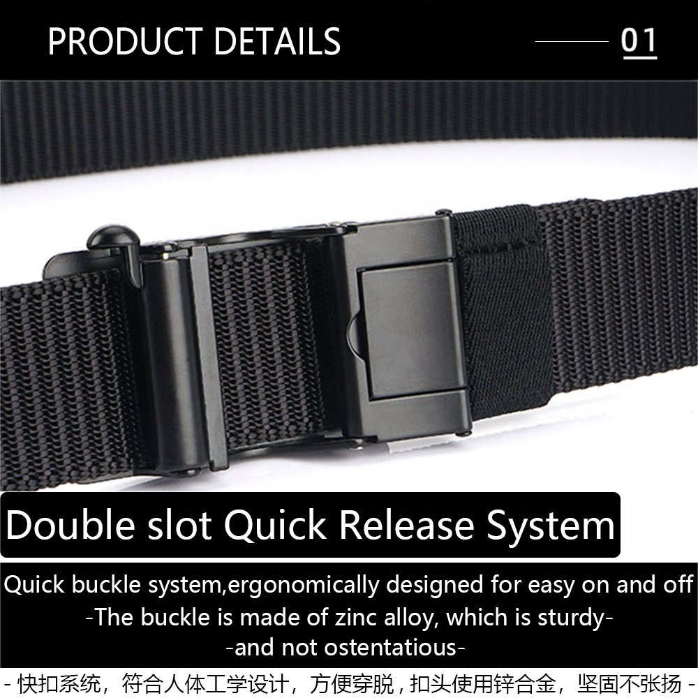 Wholesale New Men's Western Leather Ratchet Dress Business Belt with Metal Automatic Buckle Outdoor Nylon Fabric Belts