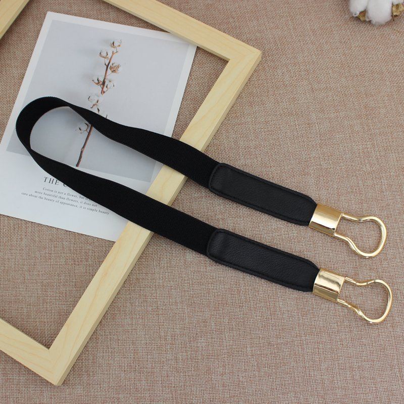 Women Retro Elastic Stretchy Metal Buckle Skinny Waist Belt 1 inch Wide