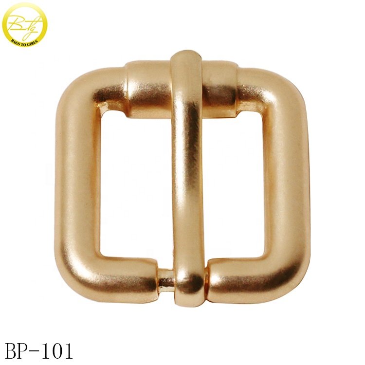 Wholesale bag parts making shiny plating buckle strap adjuster zinc alloy luggage metal pin buckle hardware