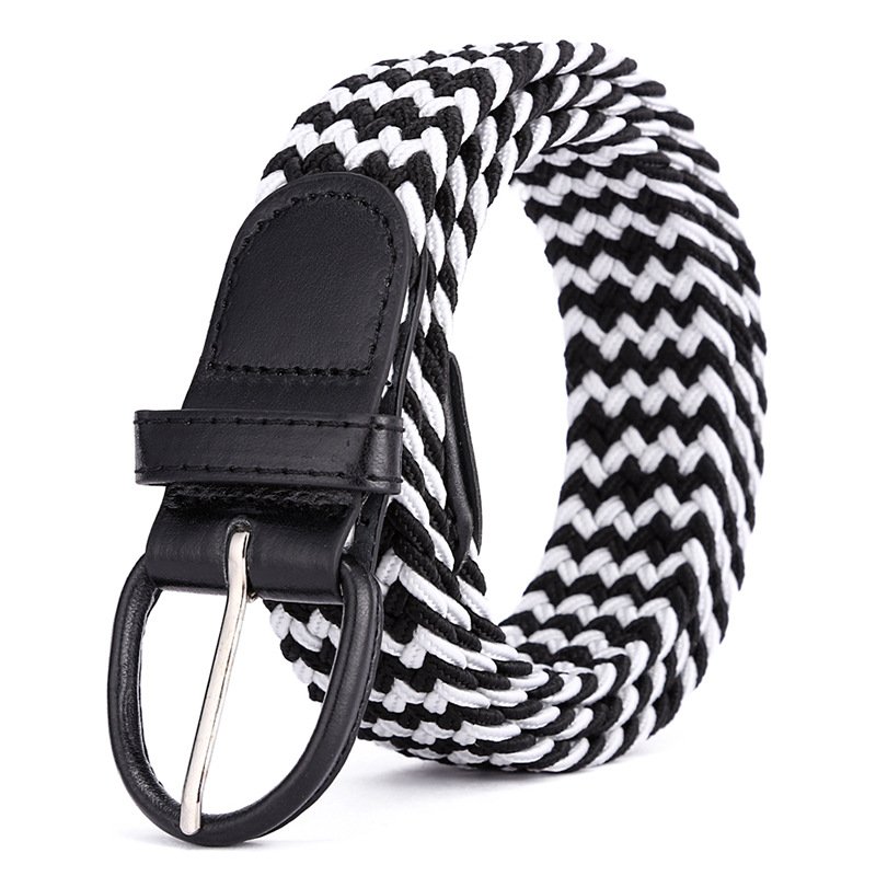 Men's Stretch Woven Single Needle Buckle Belt Gift Box Golf Belt Casual Pants Jeans Waist Elastic Belt