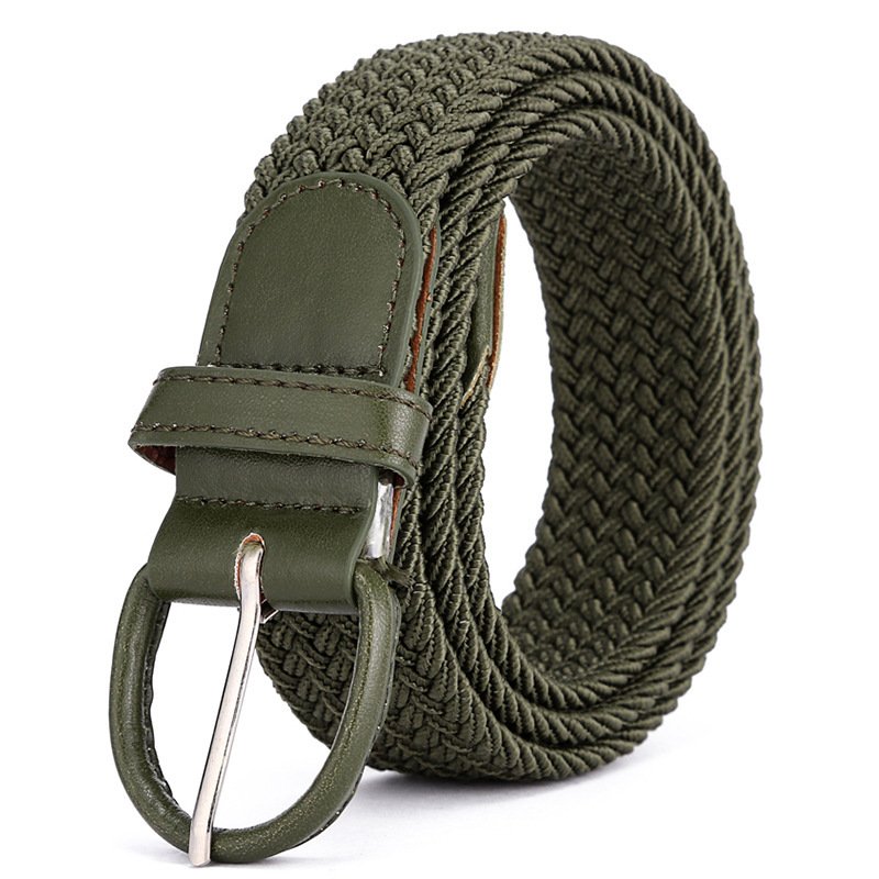 Men's Stretch Woven Single Needle Buckle Belt Gift Box Golf Belt Casual Pants Jeans Waist Elastic Belt