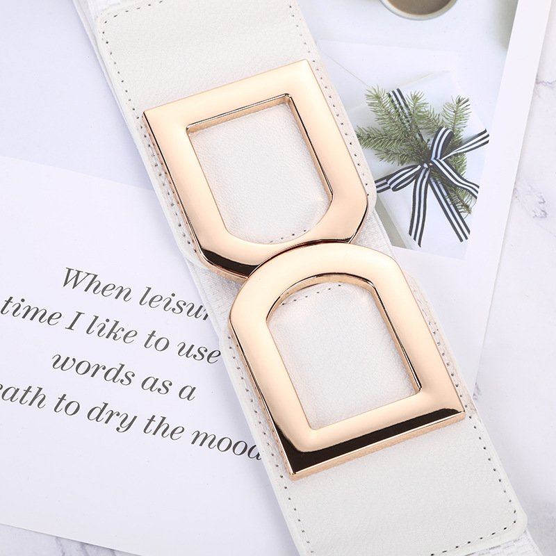 Double D Buckle Elastic Lady Belt Double C Metal Corset Waist Belt Woman