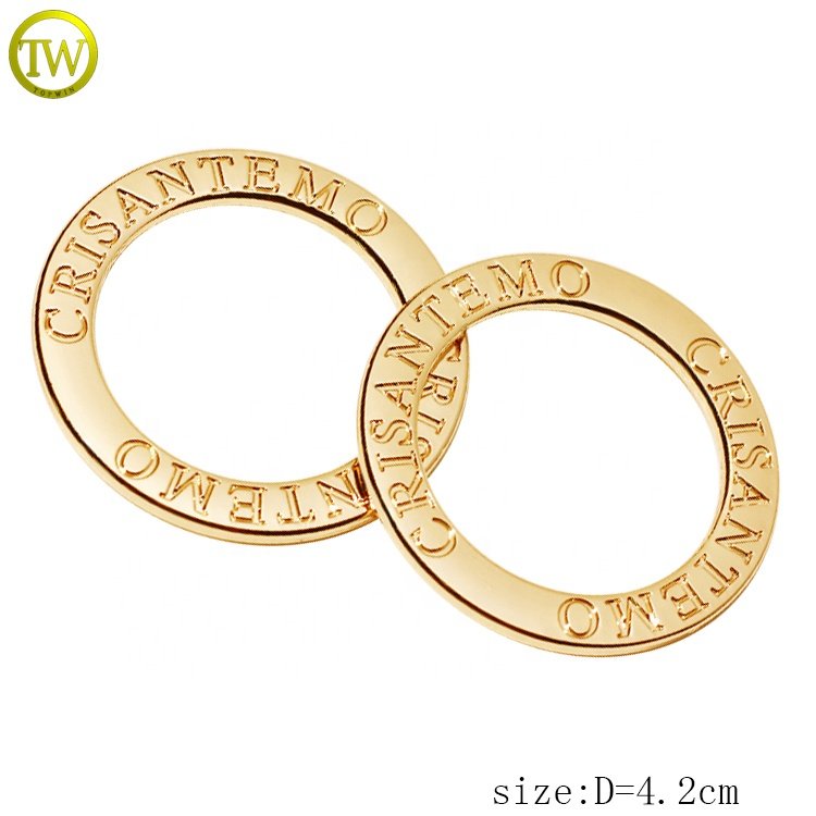 Custom Brand name flat round strap metal rings underwear bra buckle gold O ring buckle