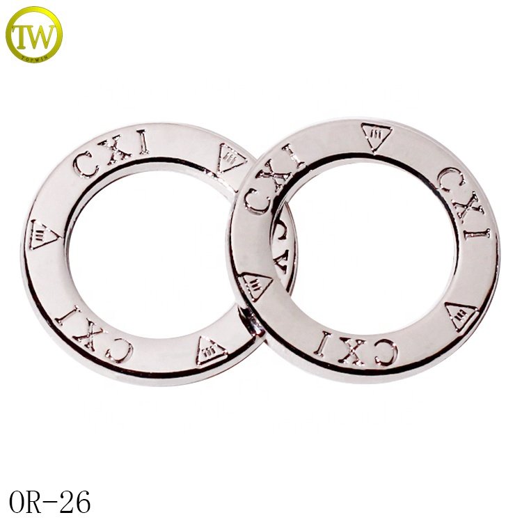 Custom Brand name flat round strap metal rings underwear bra buckle gold O ring buckle