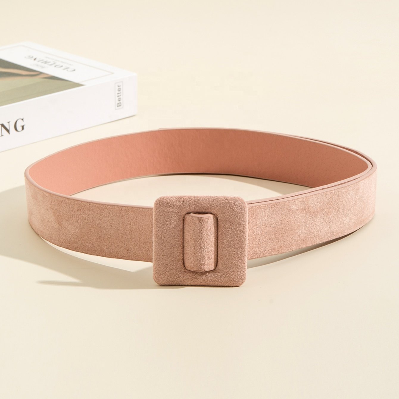 Wholesale stock Women's New Style Fashion Velvet Girdle Simple Woollen Accessories Waist Seal Square Buckle Suede PU Belt