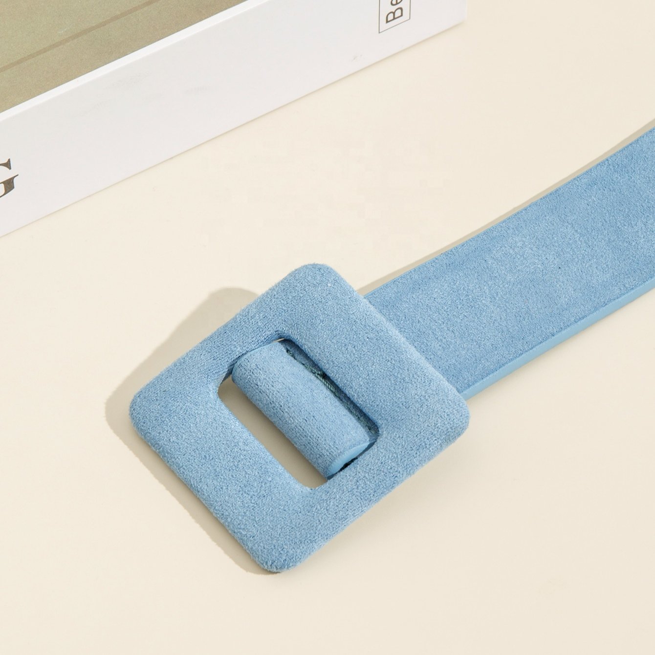 Wholesale stock Women's New Style Fashion Velvet Girdle Simple Woollen Accessories Waist Seal Square Buckle Suede PU Belt