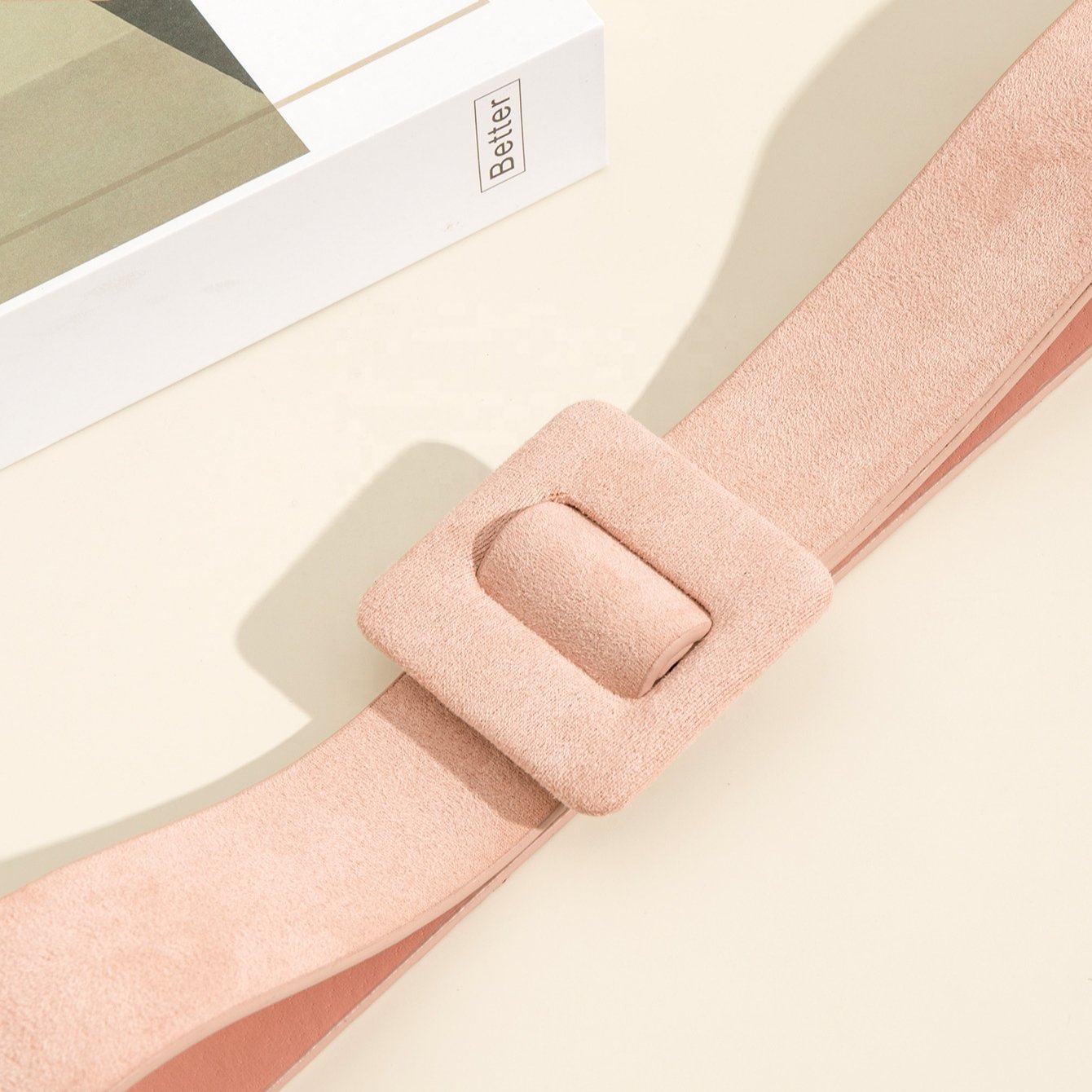 Wholesale stock Women's New Style Fashion Velvet Girdle Simple Woollen Accessories Waist Seal Square Buckle Suede PU Belt