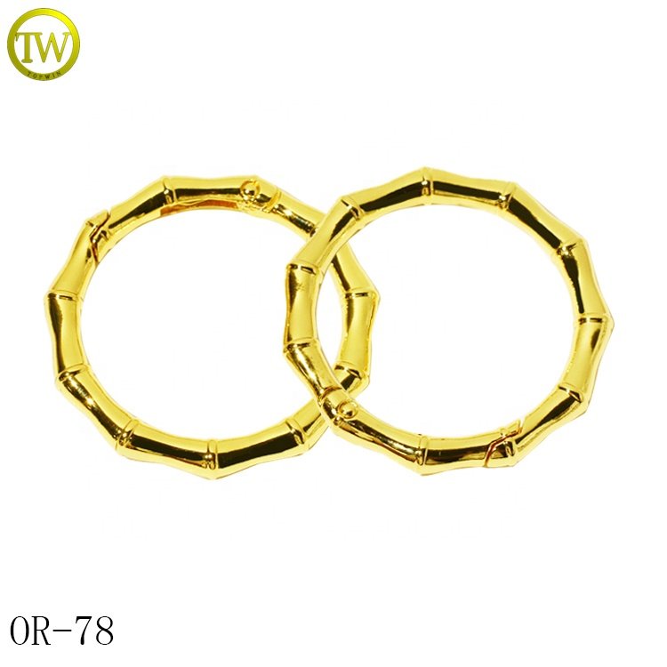 Wholesale bags accessory metal gold ring oval shape keychain metal buckle hardware alloy spring open ring for leather belt