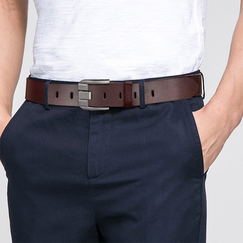 High Quality Buckle Jeans Cowskin Waistband Genuine Leather Belt for Men