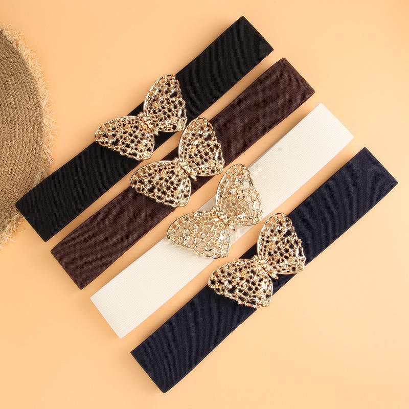 Quality Pu Leather Fashion Butterfly Buckle Female Waist Belts For Women Lady Belt