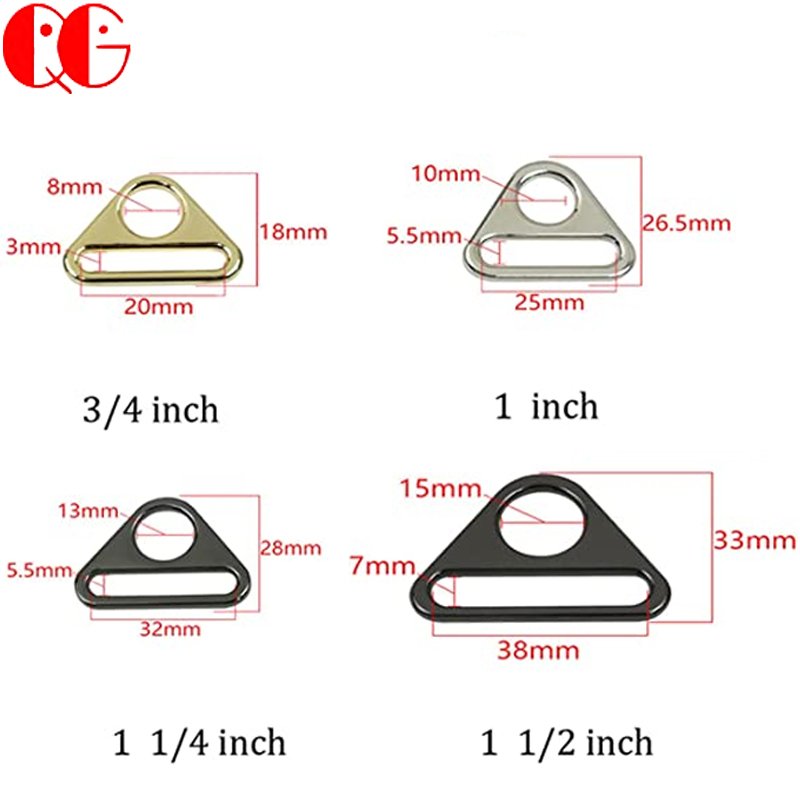 Metal Adjuster Triangle Ring With Bar Multi size Swivel Clip D Ring Buckle Cast for Backpack Connection Clasps Belt Non-Slip