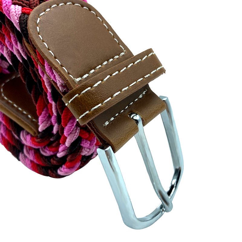 Custom Logo Fabric Elastic Waist Men Woven White Cotton Buckle Adjustable Material Rope Braided Belt Golf Stretch