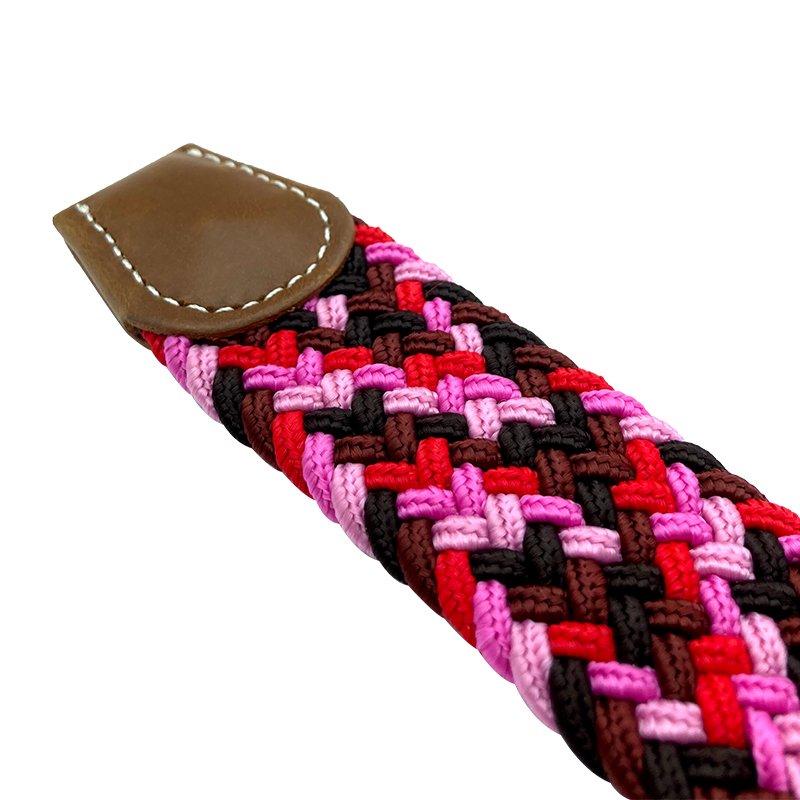 Custom Logo Fabric Elastic Waist Men Woven White Cotton Buckle Adjustable Material Rope Braided Belt Golf Stretch
