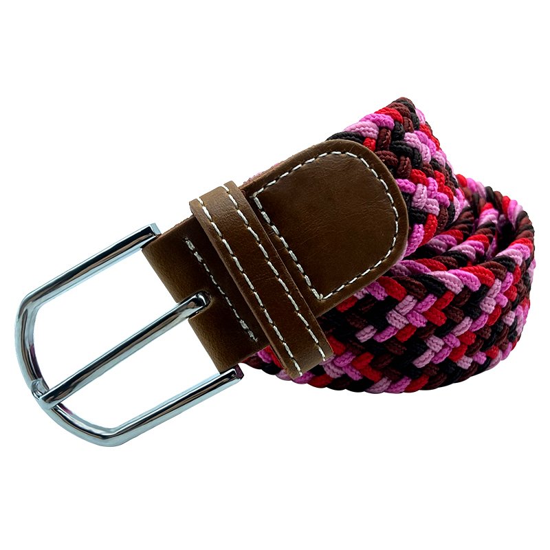 Custom Logo Fabric Elastic Waist Men Woven White Cotton Buckle Adjustable Material Rope Braided Belt Golf Stretch