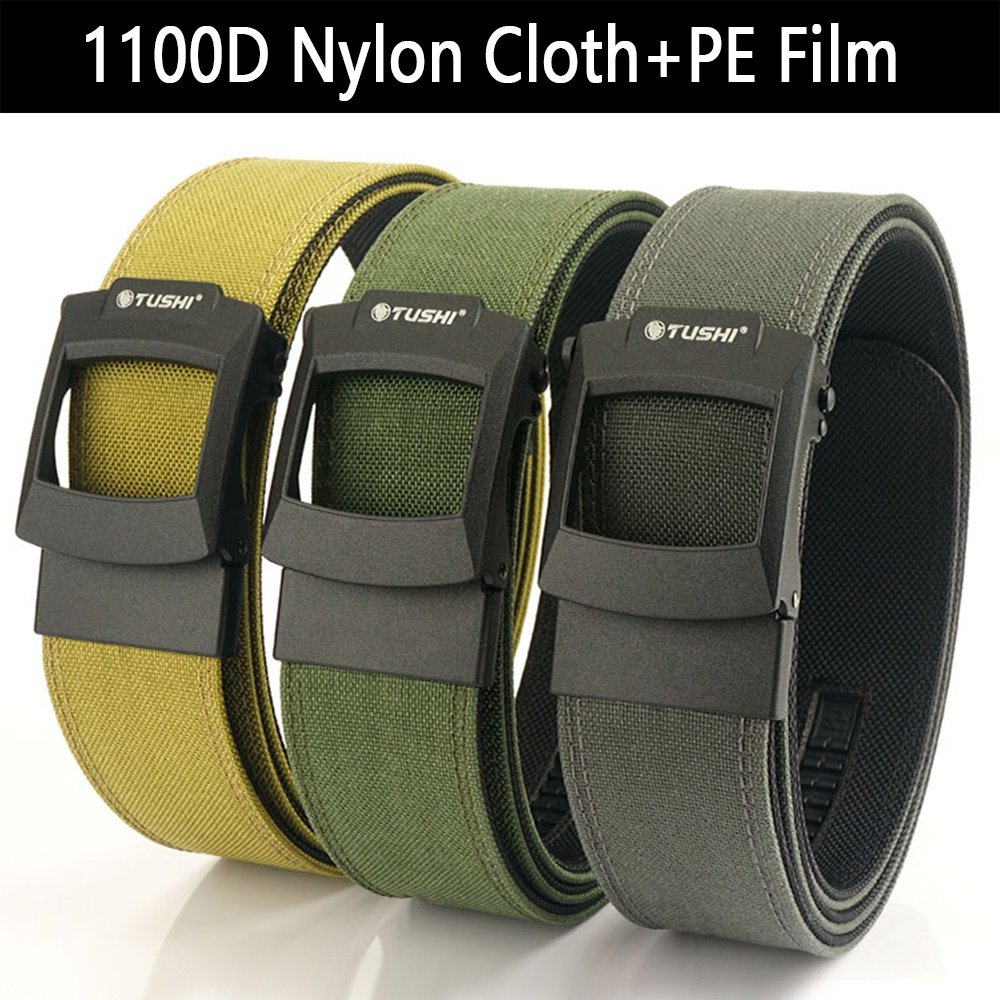 TUSHI Nylon Heavy Duty Utility belt EDC Reinforced Tactical Belt Outdoor Nylon Sport Canvas Casual metal Automatic Buckle Belt