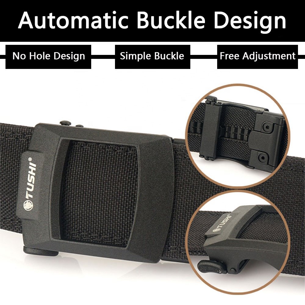 TUSHI Nylon Heavy Duty Utility belt EDC Reinforced Tactical Belt Outdoor Nylon Sport Canvas Casual metal Automatic Buckle Belt