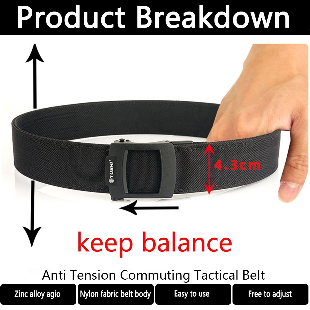 TUSHI Nylon Heavy Duty Utility belt EDC Reinforced Tactical Belt Outdoor Nylon Sport Canvas Casual metal Automatic Buckle Belt