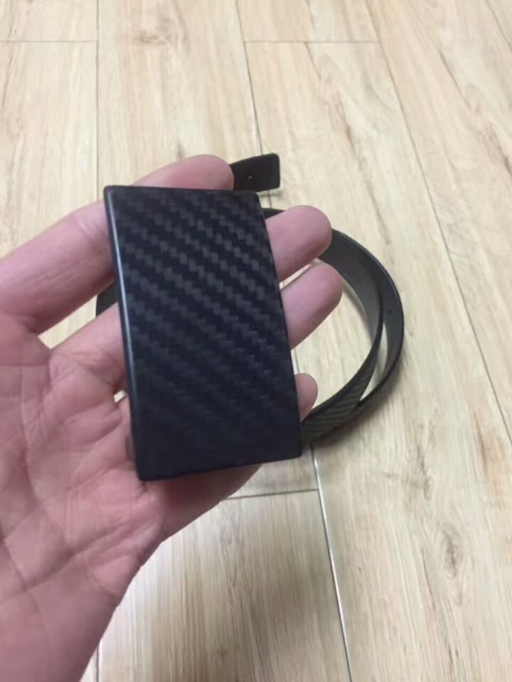 Custom Non Metallic Real Carbon Fiber Buckle Real Leather Belt