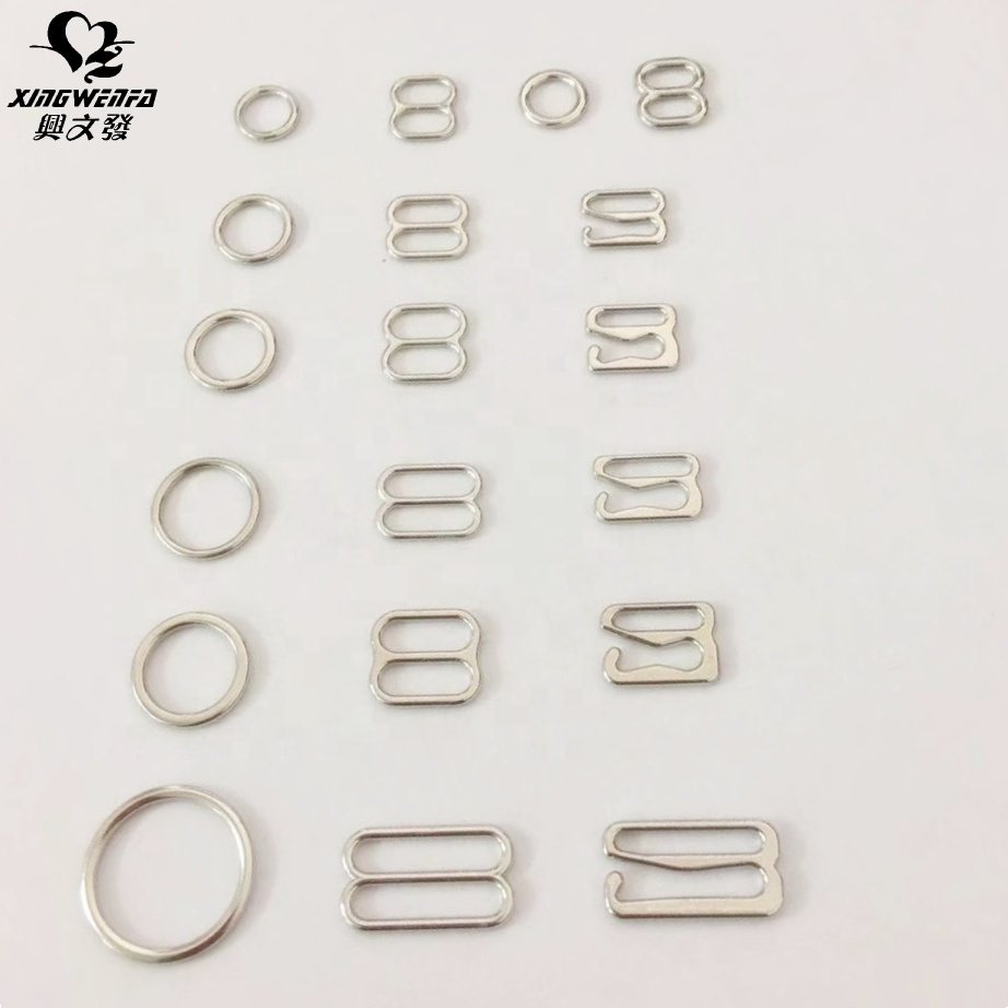 SGS Eco friendly underwear accessories gold buckle zinc alloy gold bra rings sliders hooks