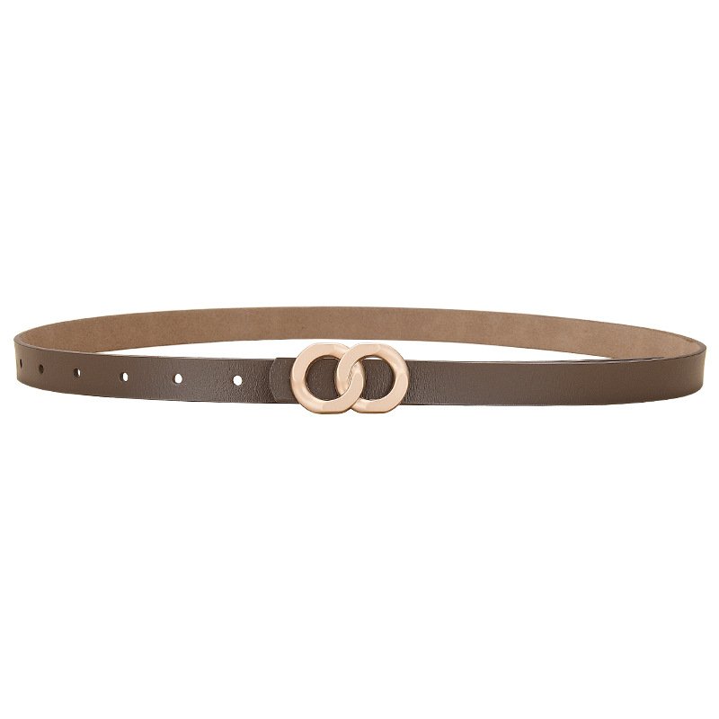 Women's Cowhide Genuine Leather Belt Double Loop Buckle Designer Belt Genuine Leather Belts From Pakistan