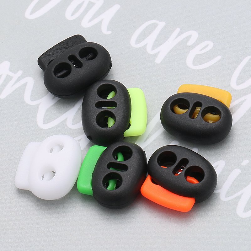 Colorful shoelace buckle 2 hole cord lace locks plastic button for shoes