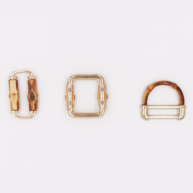 Youmeiya 4.8*2.6 Cm Rectangle Double Bamboo Accessories Matel Ladies Clothes Decoration Gold Buckles For Bag And Shoes