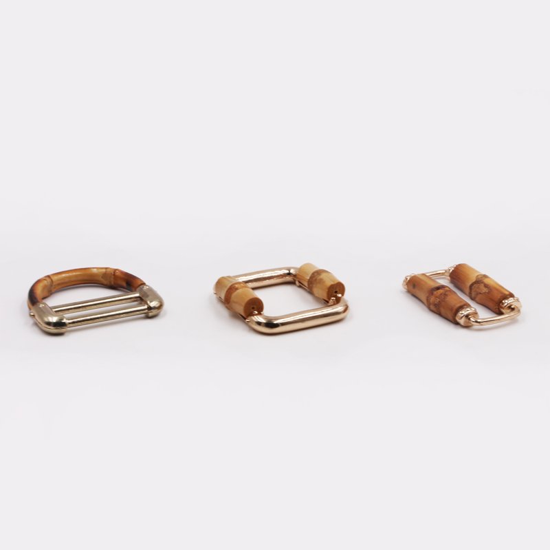 Youmeiya 4.8*2.6 Cm Rectangle Double Bamboo Accessories Matel Ladies Clothes Decoration Gold Buckles For Bag And Shoes