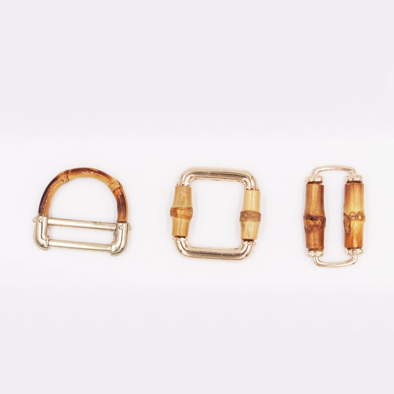 Youmeiya 4.8*2.6 Cm Rectangle Double Bamboo Accessories Matel Ladies Clothes Decoration Gold Buckles For Bag And Shoes