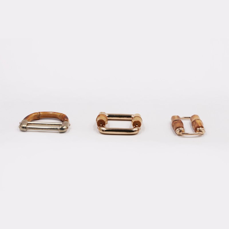 Youmeiya 4.8*2.6 Cm Rectangle Double Bamboo Accessories Matel Ladies Clothes Decoration Gold Buckles For Bag And Shoes