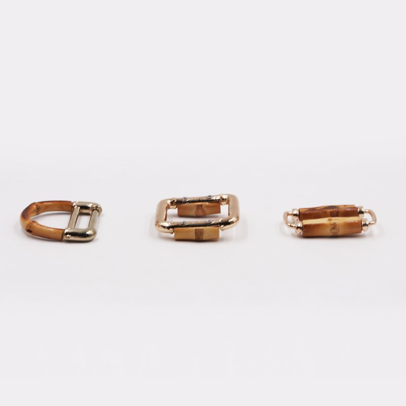Youmeiya 4.8*2.6 Cm Rectangle Double Bamboo Accessories Matel Ladies Clothes Decoration Gold Buckles For Bag And Shoes