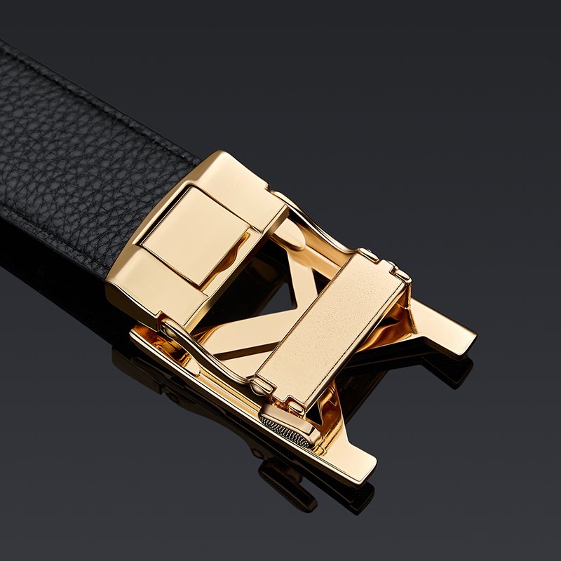 WilliamPOLO fashion new leather printed letter belt men's retro environmental protection leather automatic buckle belt wholesale