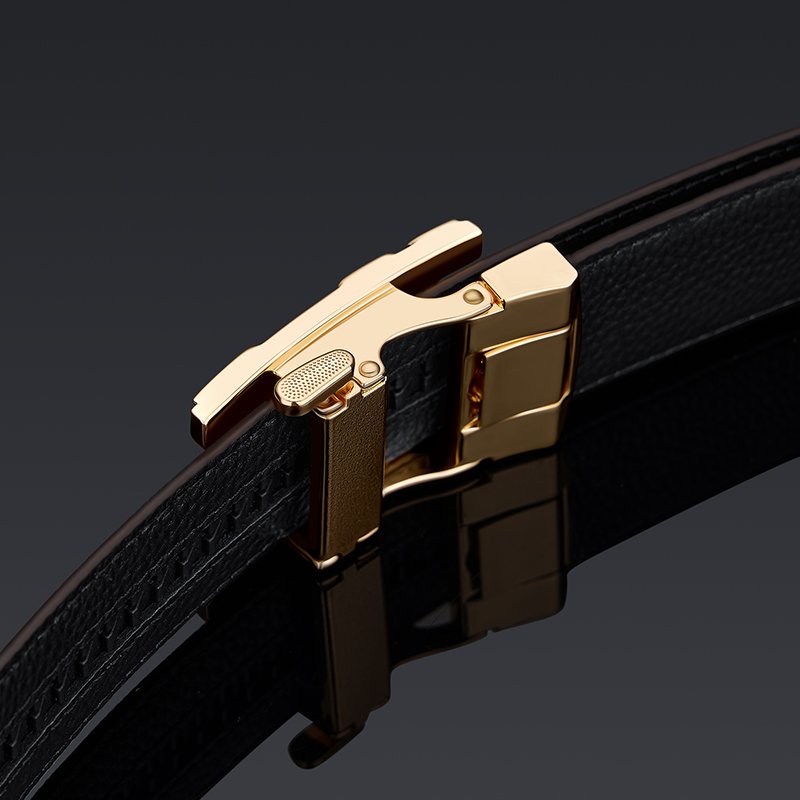 WilliamPOLO fashion new leather printed letter belt men's retro environmental protection leather automatic buckle belt wholesale