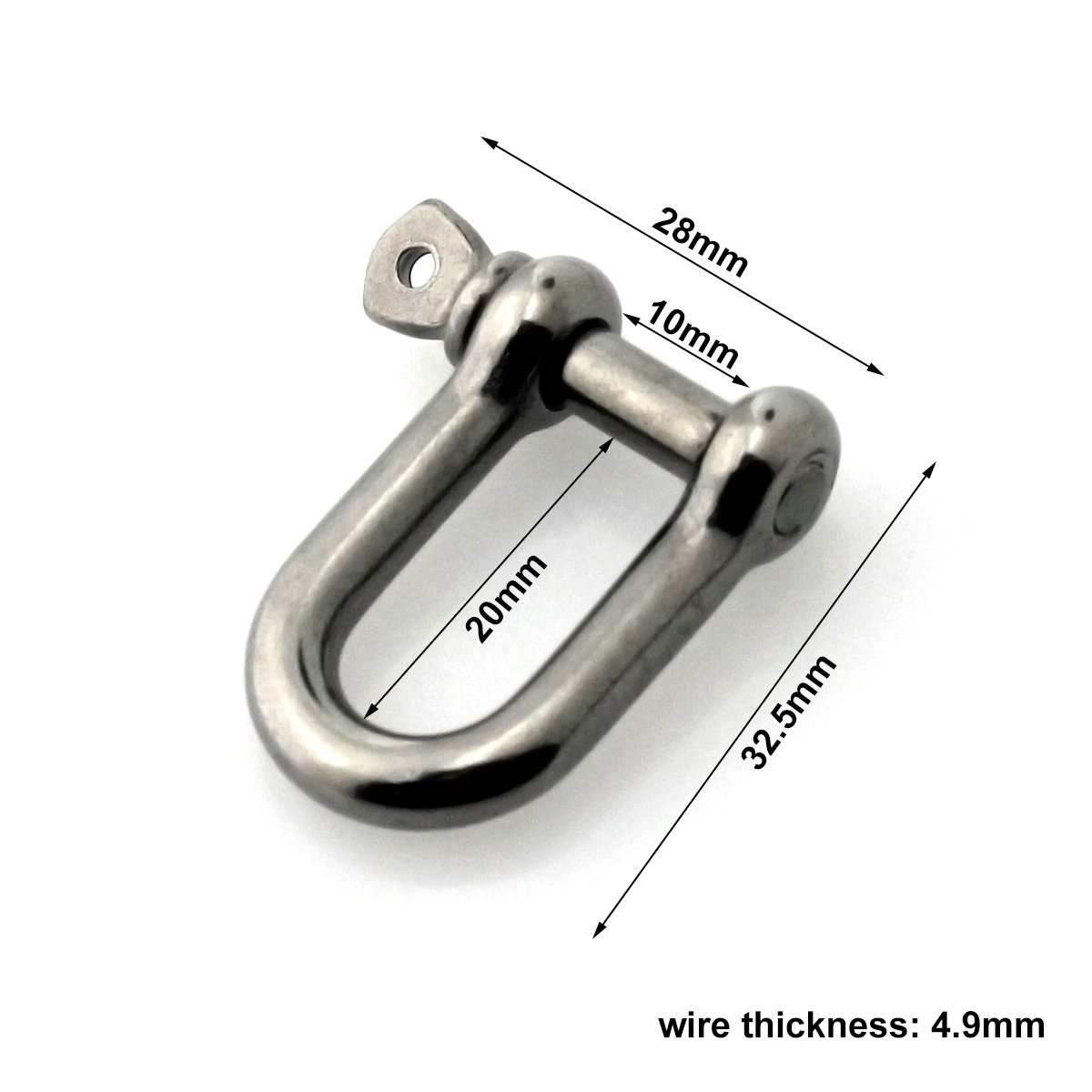 Stainless steel D-ring shackle Buckle Keychain Ring Hook screw pin joint Connecter Bag Strap Clasp Leathercraft Parts