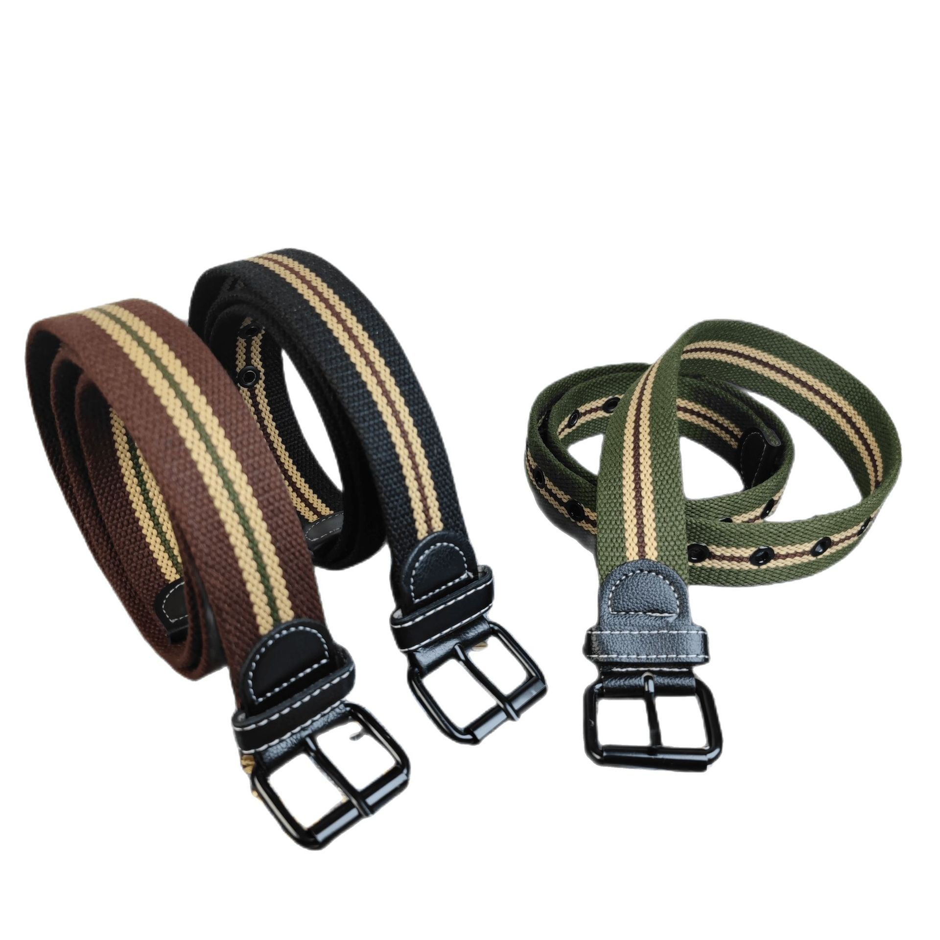 Men's canvas belt thickened full porosity student sport needle buckle punch nylon waistband clothing and accessories