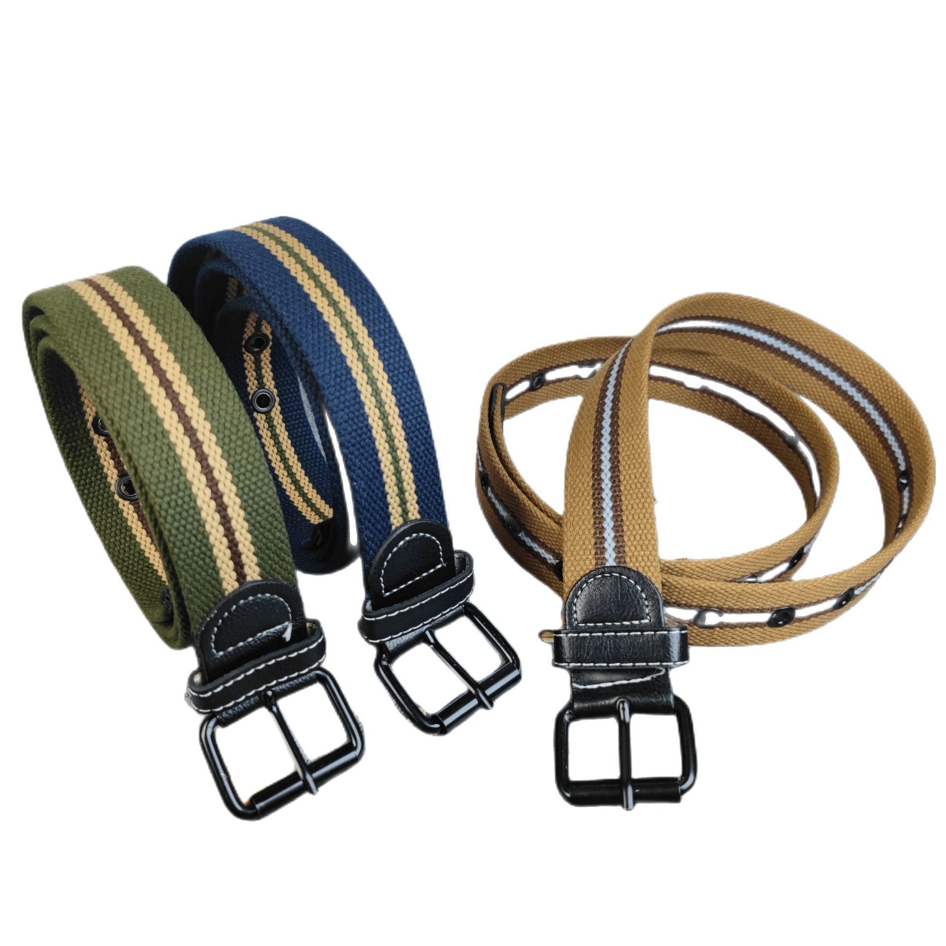 Men's canvas belt thickened full porosity student sport needle buckle punch nylon waistband clothing and accessories