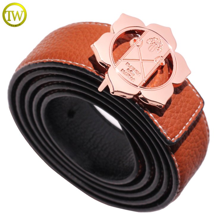High quality genuine leather belt emboss men's leather belt real leather pin buckle belt women