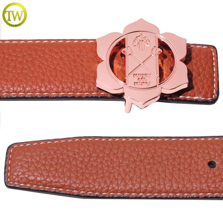 High quality genuine leather belt emboss men's leather belt real leather pin buckle belt women