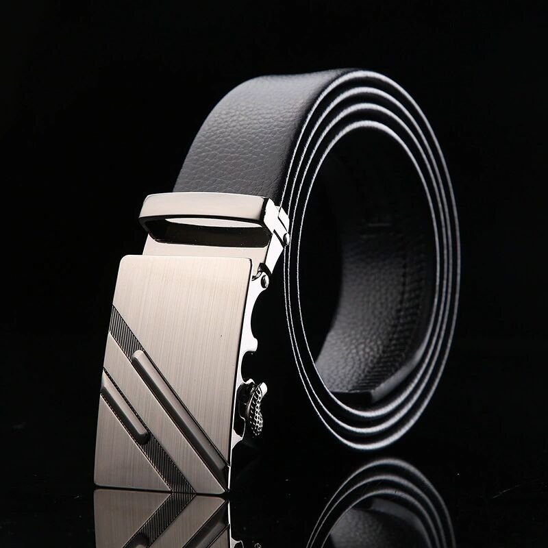 Men's belt cowhide leather automatic buckle belt, cowhide belt, simple fashion waistband Classic Versatile