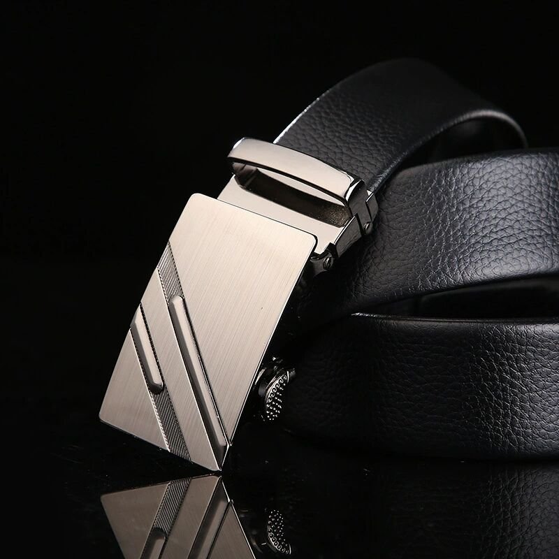 Men's belt cowhide leather automatic buckle belt, cowhide belt, simple fashion waistband Classic Versatile