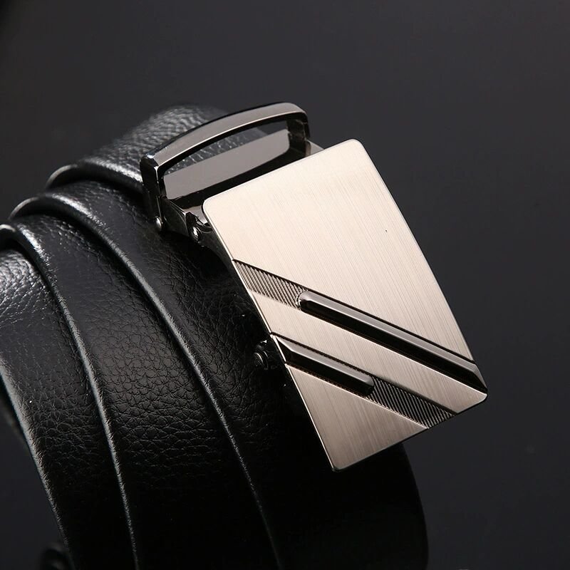 Men's belt cowhide leather automatic buckle belt, cowhide belt, simple fashion waistband Classic Versatile