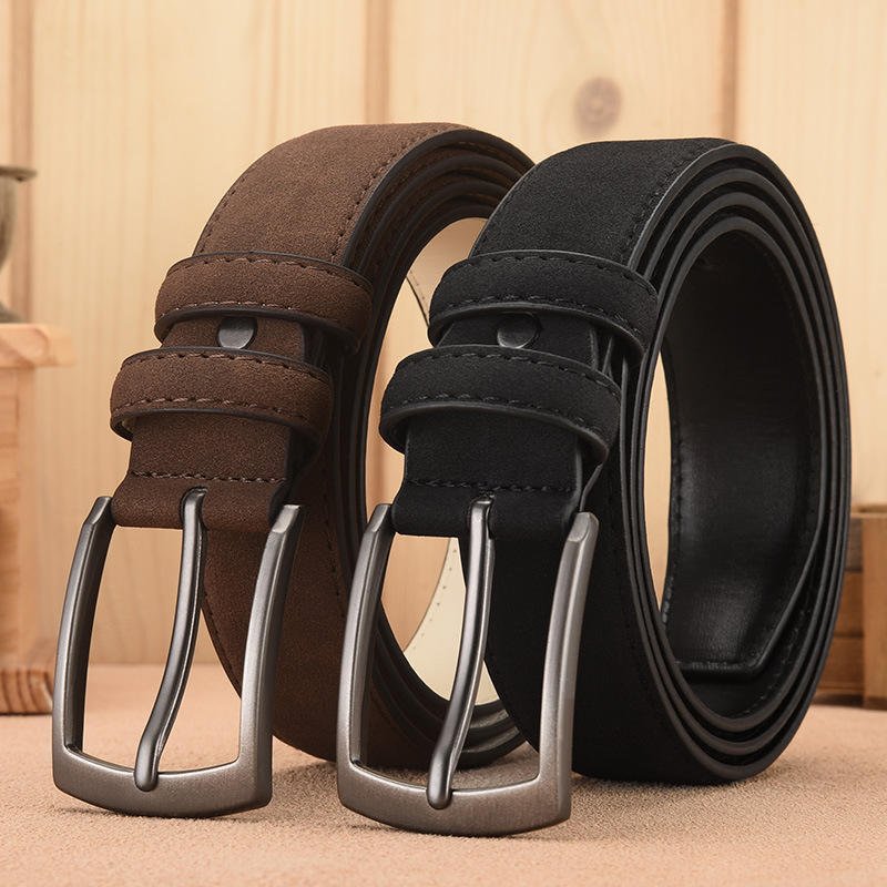 Hot Sale Luxury Men's Retro Suede Belt Custom Length PU Leather Alloy Pin Buckle Fashionable Casual Business Style Accessories