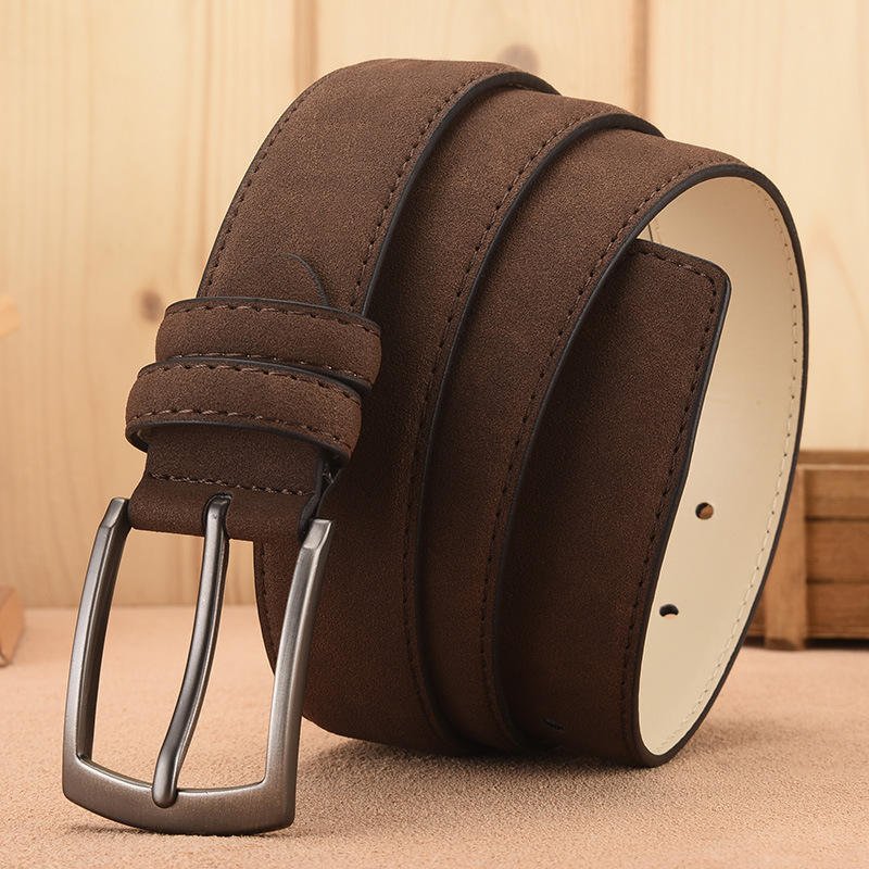 Hot Sale Luxury Men's Retro Suede Belt Custom Length PU Leather Alloy Pin Buckle Fashionable Casual Business Style Accessories
