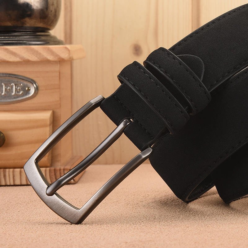 Hot Sale Luxury Men's Retro Suede Belt Custom Length PU Leather Alloy Pin Buckle Fashionable Casual Business Style Accessories