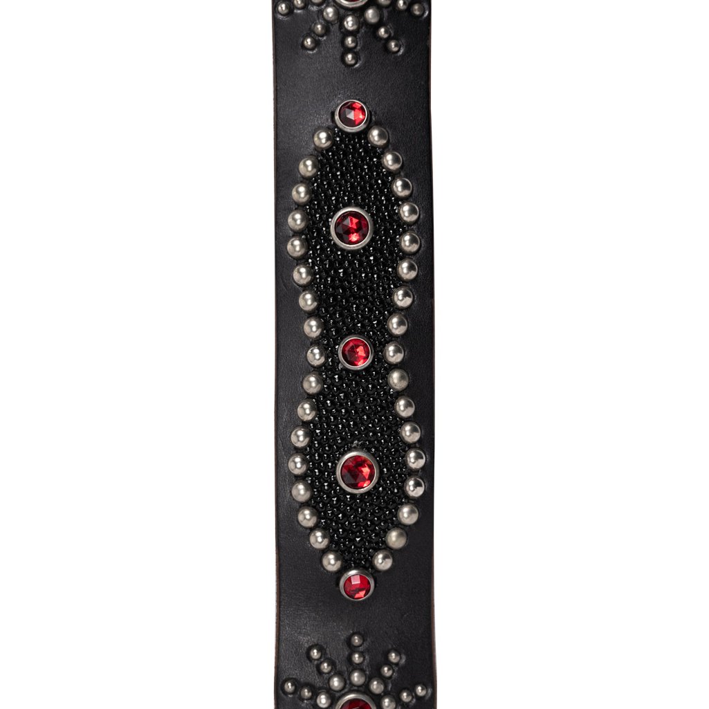 Studded Belt Self Edge STINGRAY Peanut Belt Cowhide Black Leather Nickel Buckle