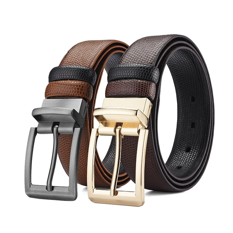 Wholesale Factory Men's PU Leather Belt Reversible Rotated Buckle Belt