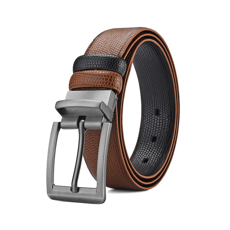 Wholesale Factory Men's PU Leather Belt Reversible Rotated Buckle Belt