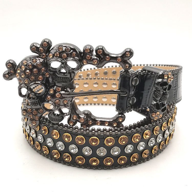 New rhinestone belt with skull buckle